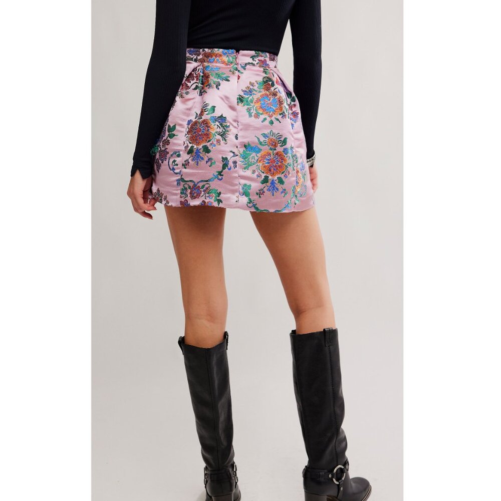 Free People Pink Brocade Floral Mini Skirt - Picture 10 of 11